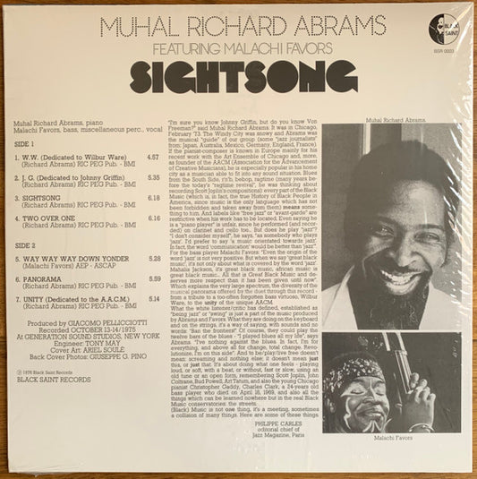 MUHAL RICHARD ABRAMS FEAT. MALACHI FAVORS - Sightsong