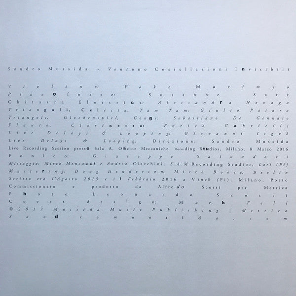 fusetron MUSSIDA, SANDRO, Ventuno Costellazioni Invisibili